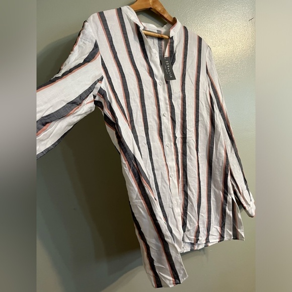 209 WST 38 New York Womens Linen Blend Long Sleeves Button Up Shirt Ivory Sz 14 - Picture 4 of 12